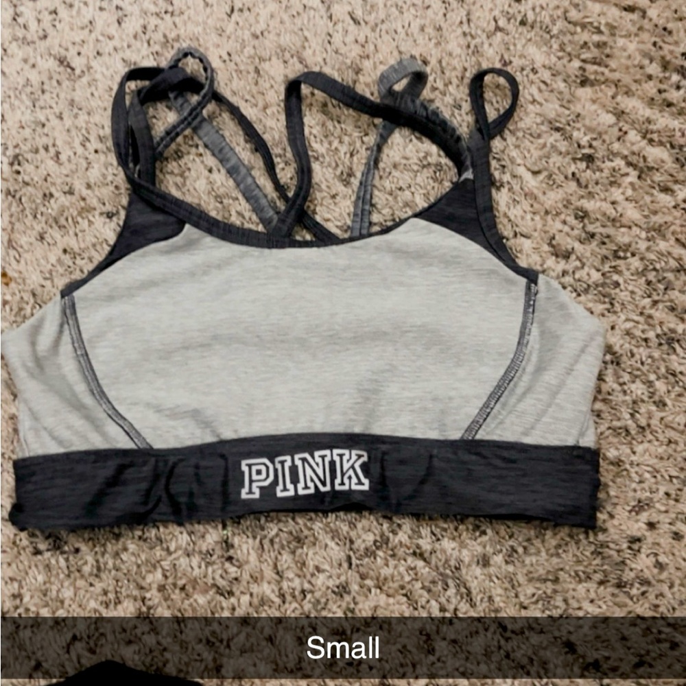 Pink sorts bra good support like tight on chest good hold